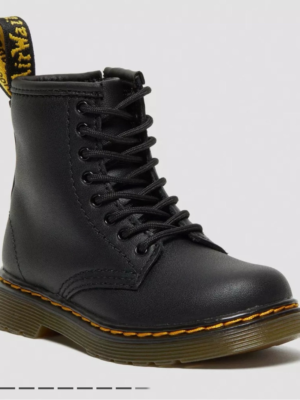 Dr. Martens Doc Boots Size 8 Toddler 1460 Softy T Combat Black Lace Up w Zip NIB